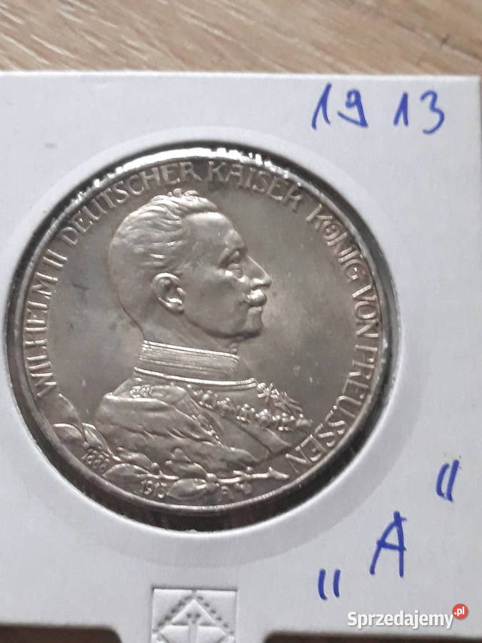 3 Marki Wilhelm II Prusy 1913 r men Aokoło Kolekcje Konin sprzedam