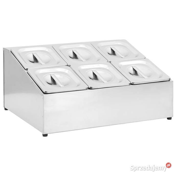 Ekspozytor z 6 pojemnikami GN 16 stal nierdzewna