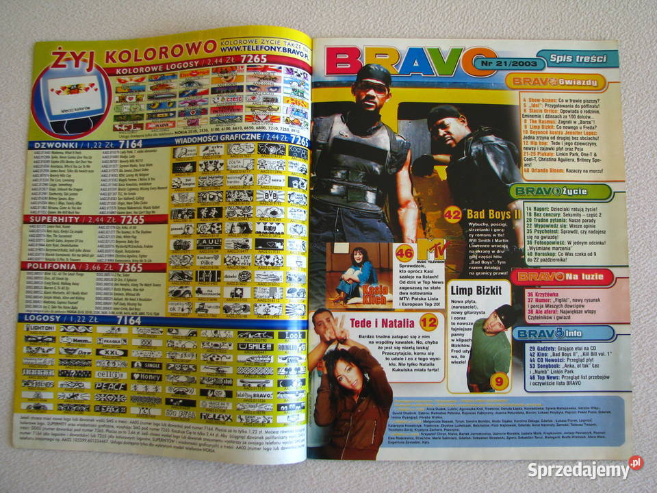 Magazyn Bravo Bravo Girl z 2003 r z dodatkami i Czasopisma Brzegi sprzedam