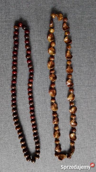 DWA NASZYJNIKI DREWNO Łódź