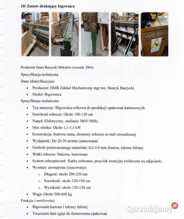 Na sprzedaż maszyny introligatorskie Kraków