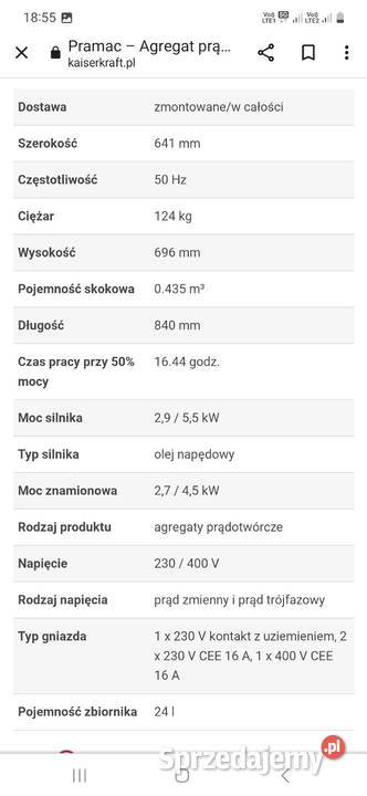 Agregat prądotwórczy Pramac S6000 diesel Spalinowe Namysłów