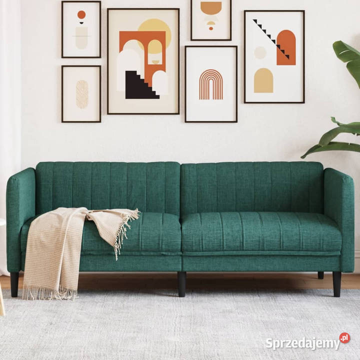 Sofa 3osobowa ciemnozielona tapicerowana tkaniną Warszawa