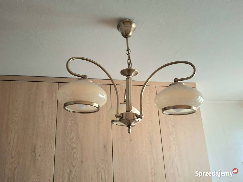 Żyrandol złoty patyna 3 klosze lampa Kraków