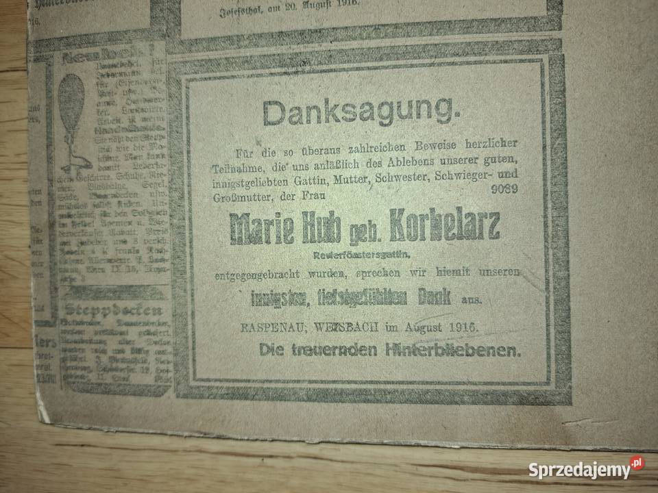 Stare zdiecia z 1916 roku z Sudetenlandu