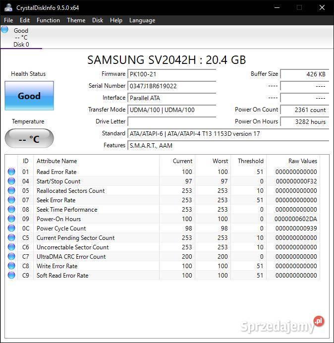Dysk twardy Samsung SV2042H 20GB IDE ATA66 Retro sprzedam