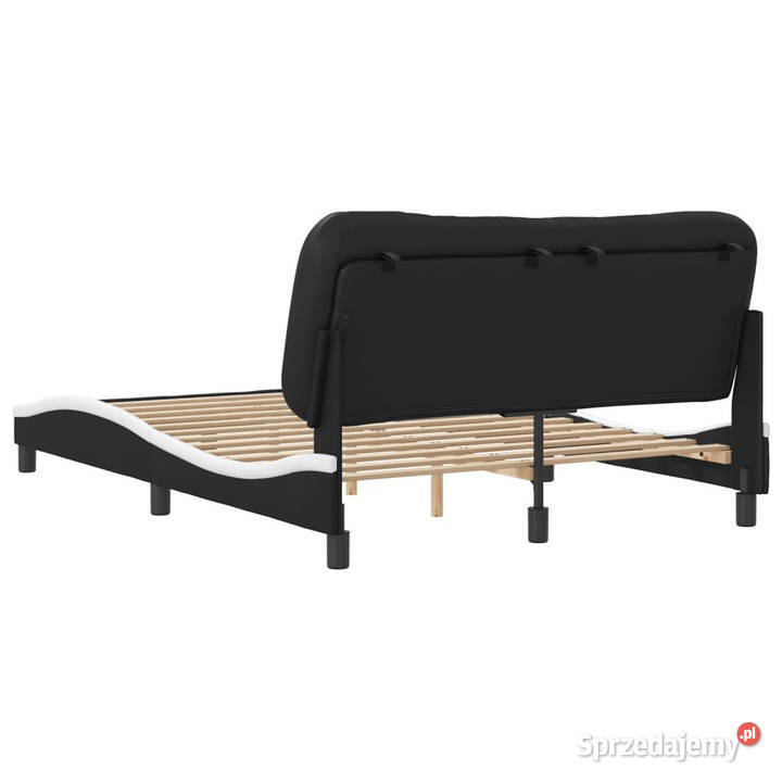Rama łóżka z zagłówkiem czarnobiała ekoskóra 74cm