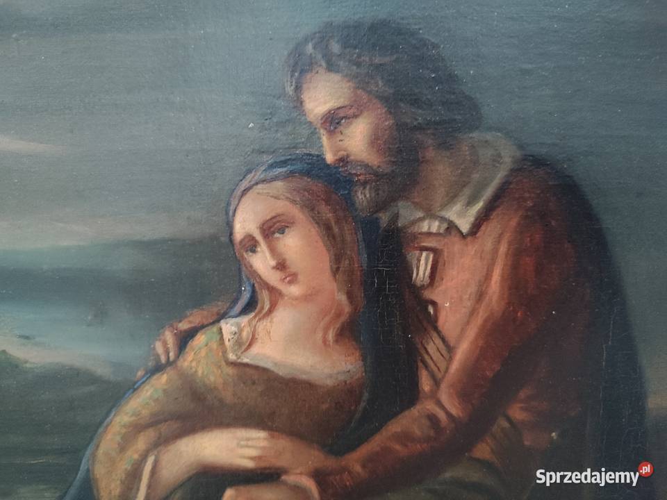 Piękny obraz olejny scena rodzajowa