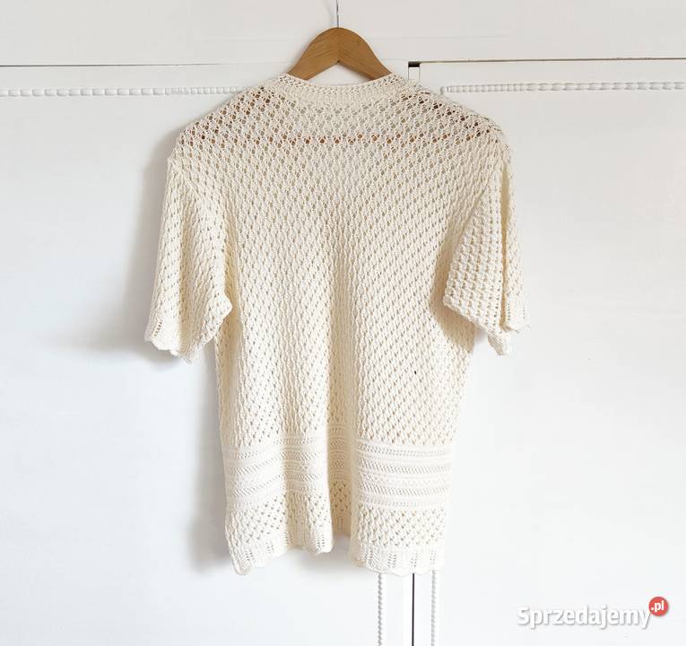 Kremowy sweter vintage ażurowy narzutka top L 40 Szczecin sprzedam