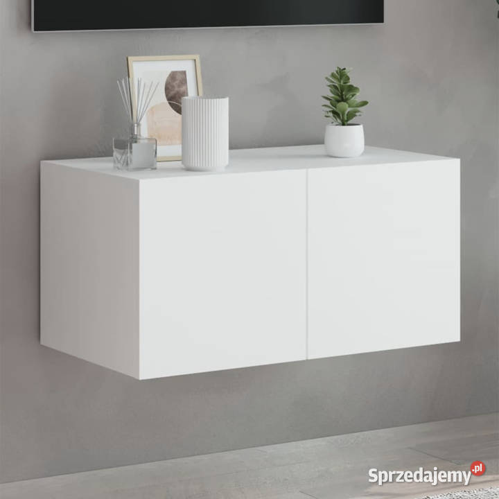 Ścienna szafka TV z LED biała 60x35x31 WM837267
