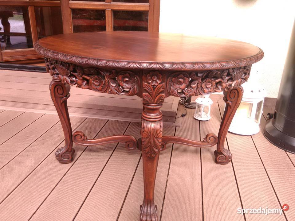 Stolik Neorenesansowy Rzeźbiony Antyk UNIKAT łódzkie