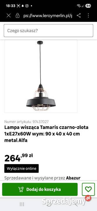 Lampa wisząca czarno złota Tamaris łódzkie