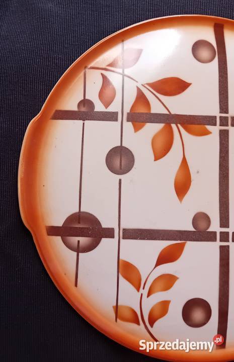 Fajansowa patera tortownica art deco Spritzdekor Koźminek
