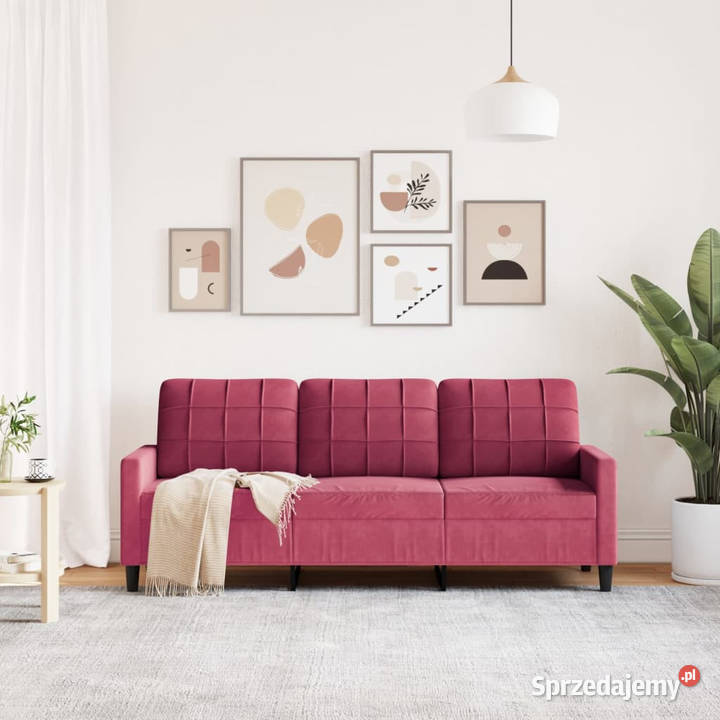 Sofa 3osobowa winna czerwień 180 obita aksamitem Warszawa