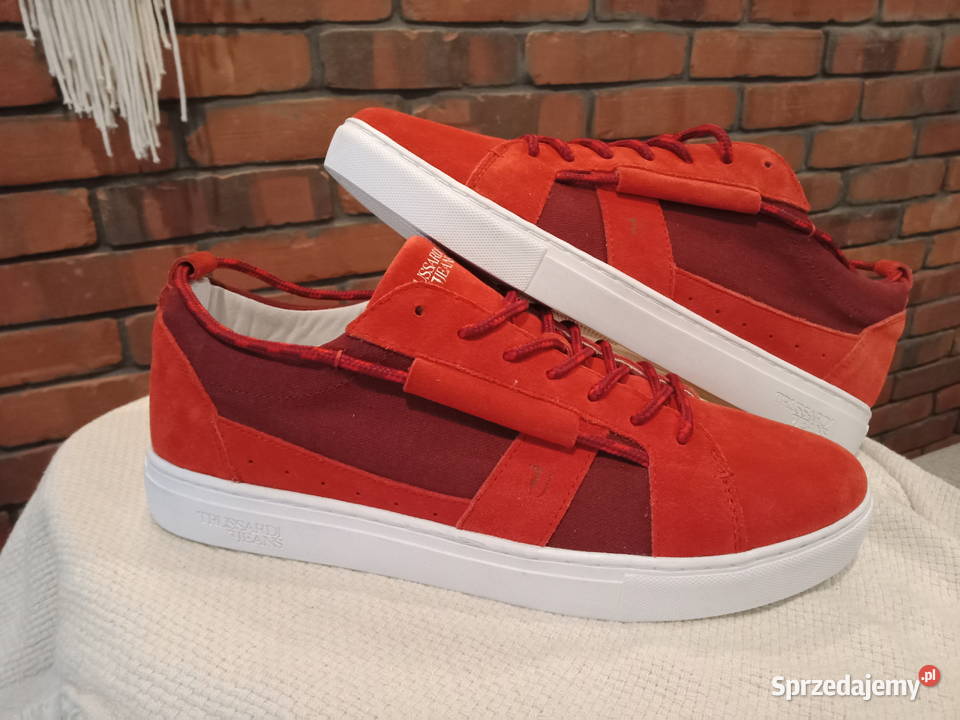 TRUSSARDI JEANS NOWE suede red zamsz 43 27 łódzkie