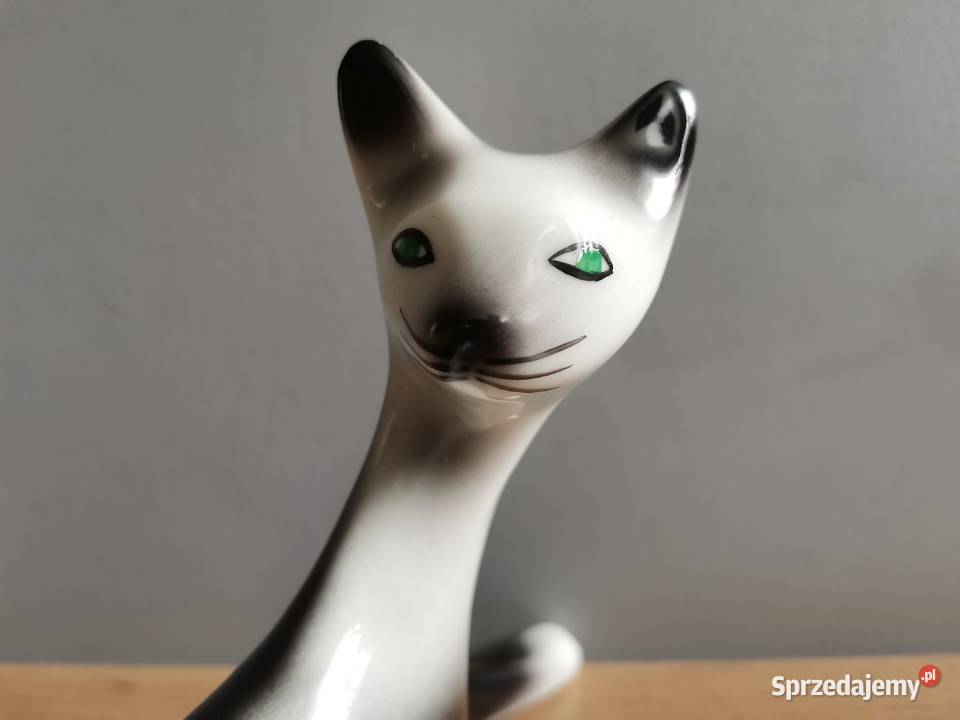 Stara figurka Kot porcelana Bogucice M Katowice