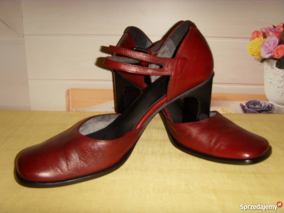 PÓŁBUTY DAMSKIE SKÓRZANE BORDOWE ROZMIAR 40 Wrocław sprzedam