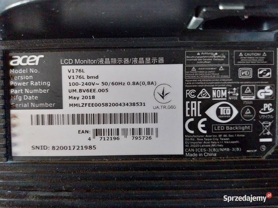 Monitor Acer V176L sprawny Lindów