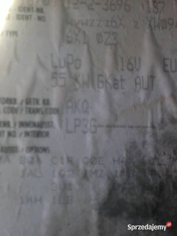 VW Lupo 99 LP3G zderzak przód tył zachodniopomorskie Dębno