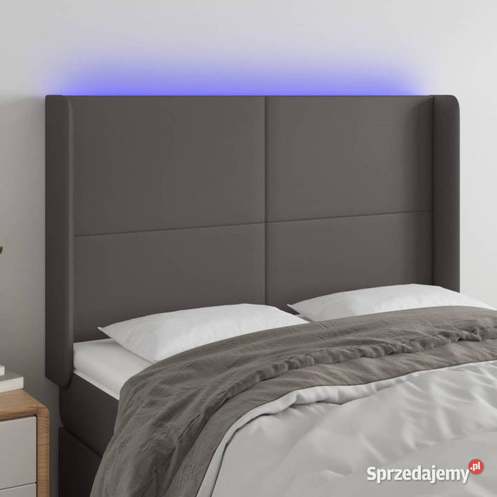 Zagłówek do łóżka z LED szary 147x16x118128 Warszawa