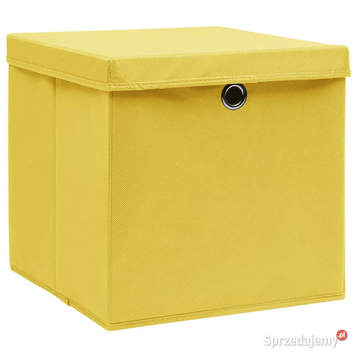 Pudełka z pokrywami 4 żółte 32x32x32 tkanina sprzedam