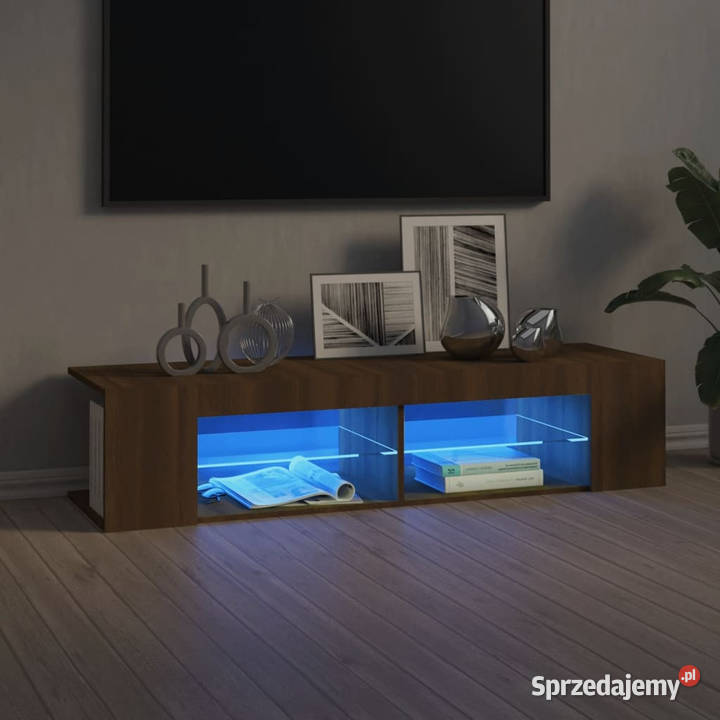 Szafka TV z oświetleniem LED brązowy dąb Warszawa sprzedam