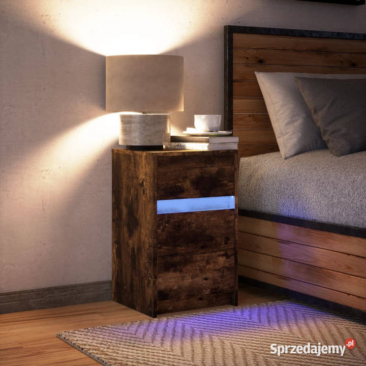 Szafka nocna z LED przydymiony dąb materiał Warszawa