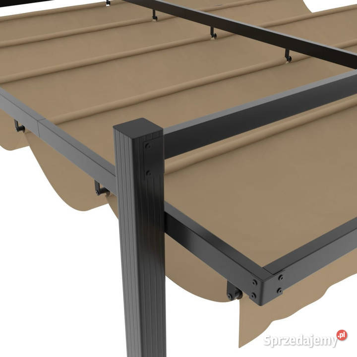 Altana ogrodowa ze zwijanym dachem taupe 3x3 m
