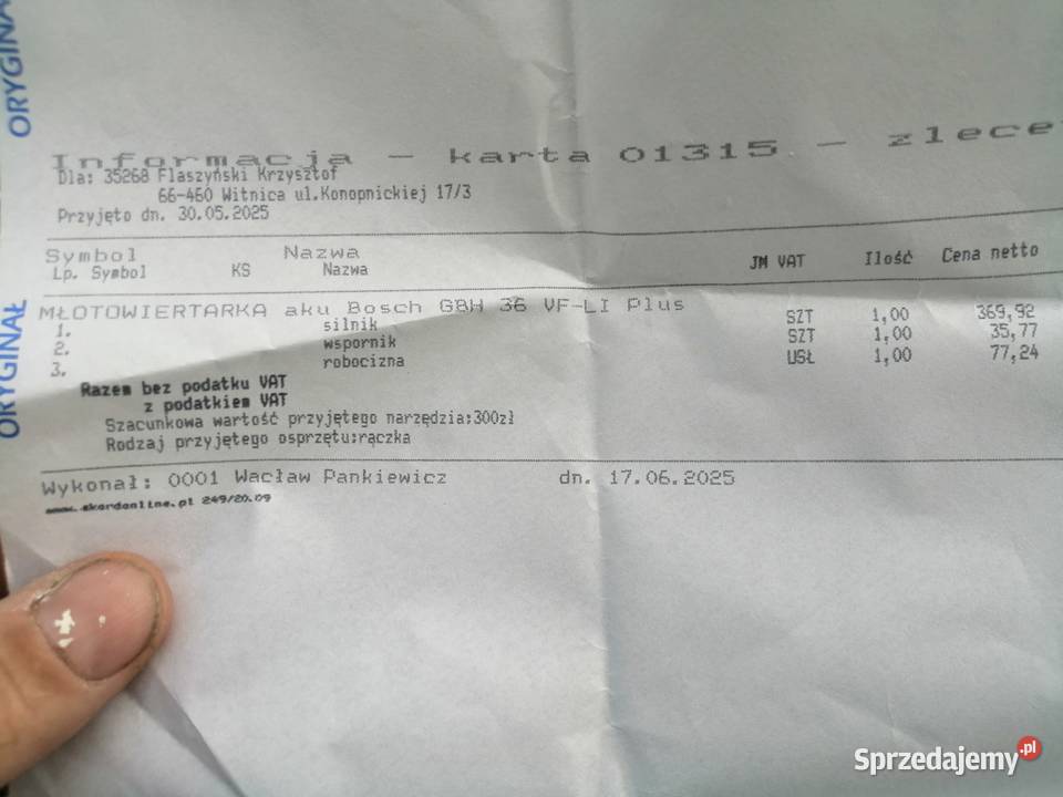 Młotowiertarka bosch SDS plus 36vli