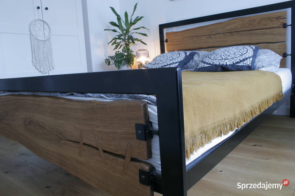 Łóżko drewno dębowe i metalowa rama ARTstyle sprzedam