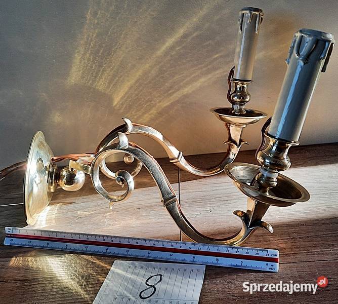 Kinkiet kinkiety podwójne mosiężne przedwojeene Ostrów Wielkopolski