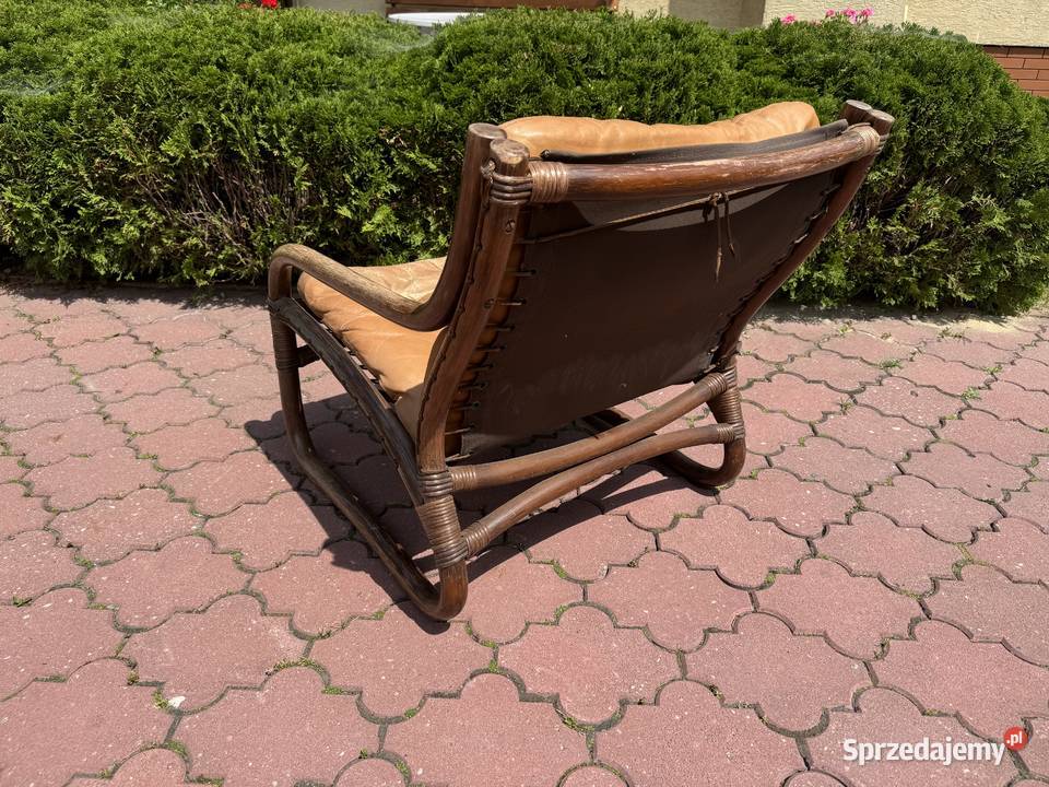 Fotel rattanowy ze skóry do renowacji krzesło