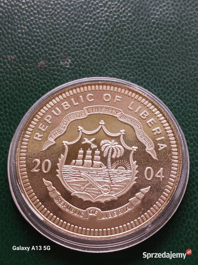 5 Dolarów Liberia 2004 r Mennicze Lustrzane Konin