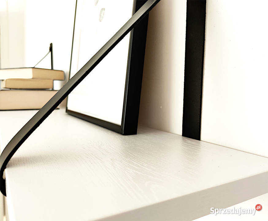 półka biała loft na paskach ze skóry Rzeszów