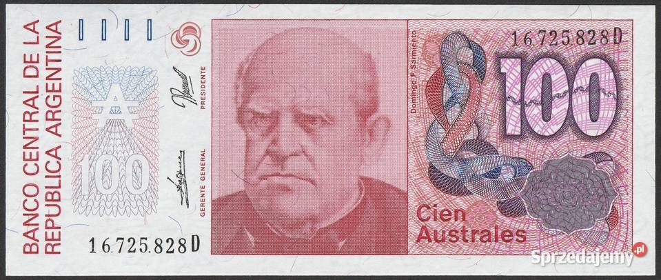 ARGENTYNA 100 AUSTRALES 1989 STAN BANKOWY UNC Łódź