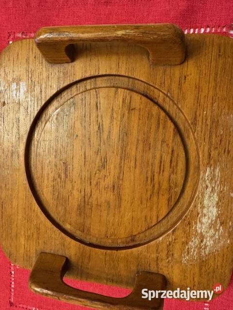 Podstawka Taca z uchwytami drewniana z czasów Częstochowa sprzedam