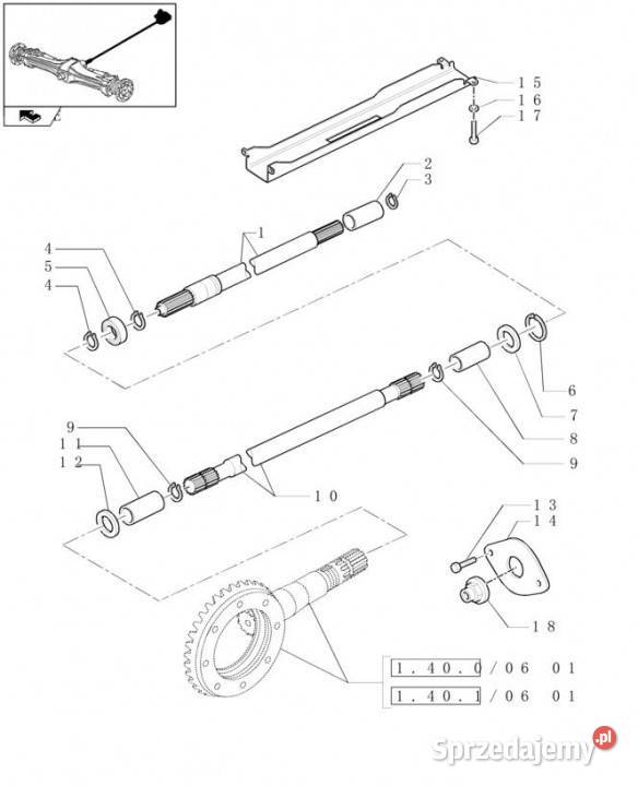 Holland T6010 T6090 T6070 T7230 Wałek 953mm l wielkopolskie Jastrzębniki