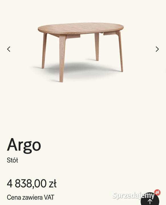 Stół Argo z 4 krzesłami dębowy Sobków