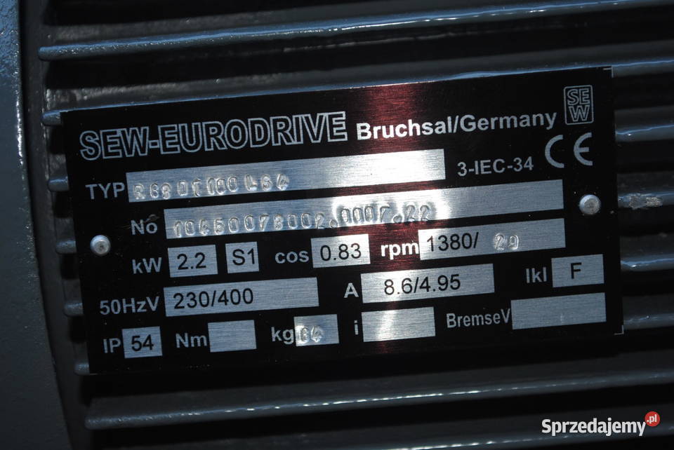 Motoreduktor 22kw 29obrmin firmy SEW Pozostałe Kargowa sprzedam