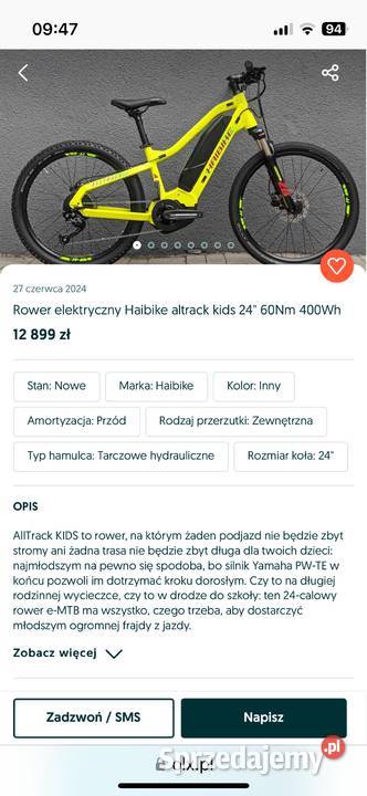 Haibike Alltrack kids 24 cal nowy rower śląskie Nakło