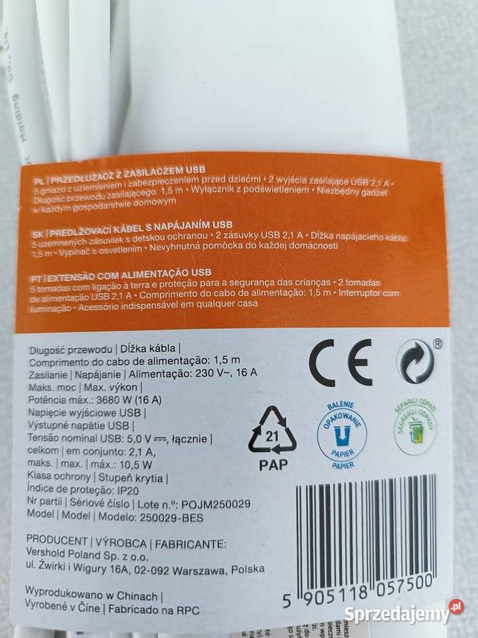 Listwa zasilająca przedłużacz Hykker 15m 5 Kędzierzyn-Koźle