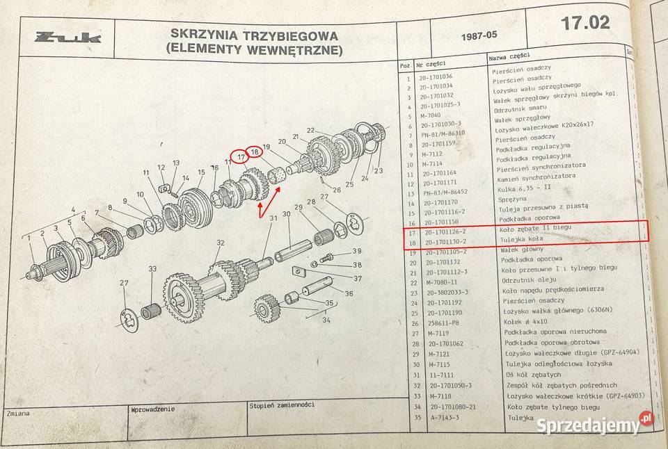 Koło zębate kpl 2go biegu skrzyni III biegowej dostawcze Żary