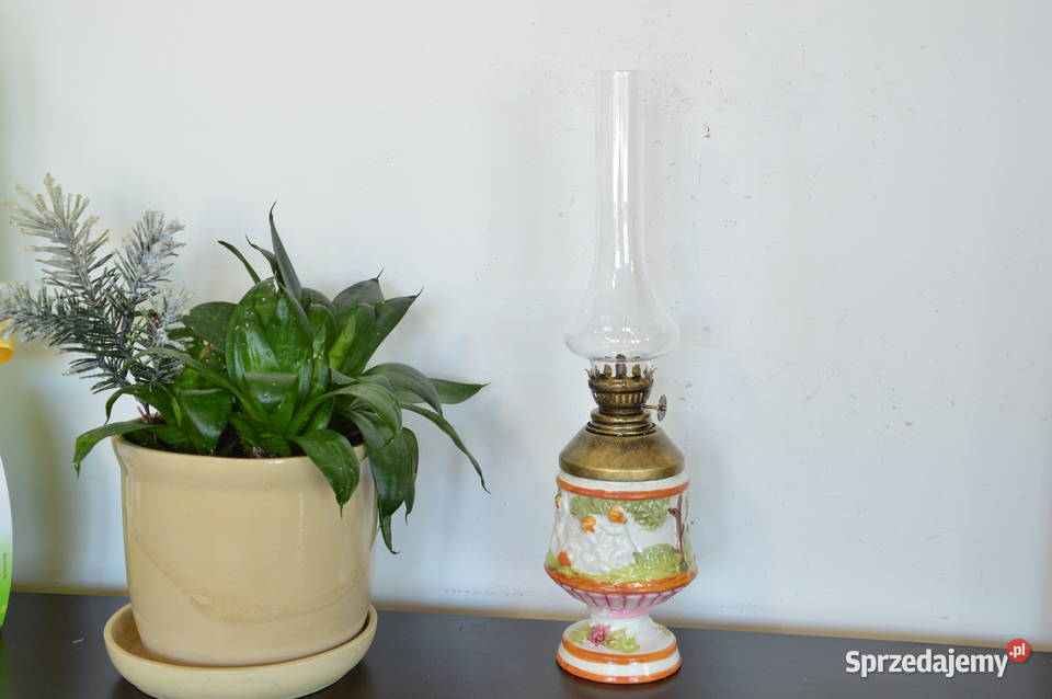 piękna ceramiczna LAMPA NAFTOWA stara Antyki, Sztuka, Kolekcje Jastrzębie-Zdrój sprzedam