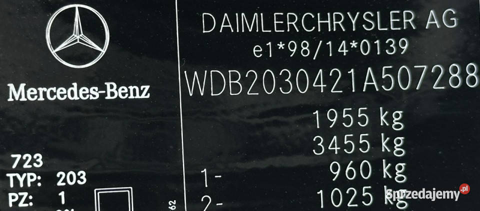 Mercedes C 200 18 Benzyna Moc 163 Automat W203