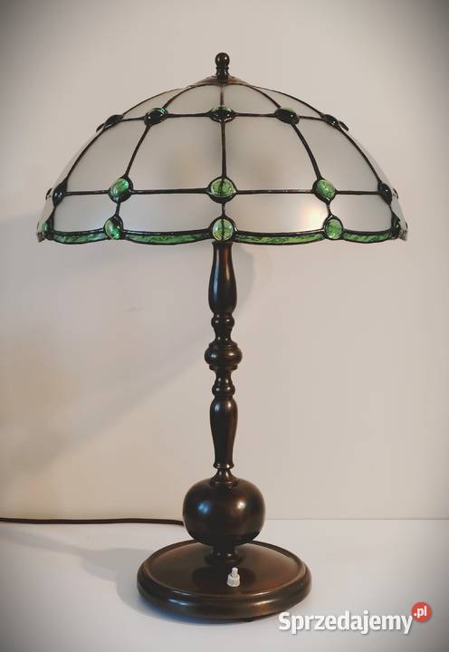 Lampa mosiądz witraż szkło gięte kaboszon Wysoka