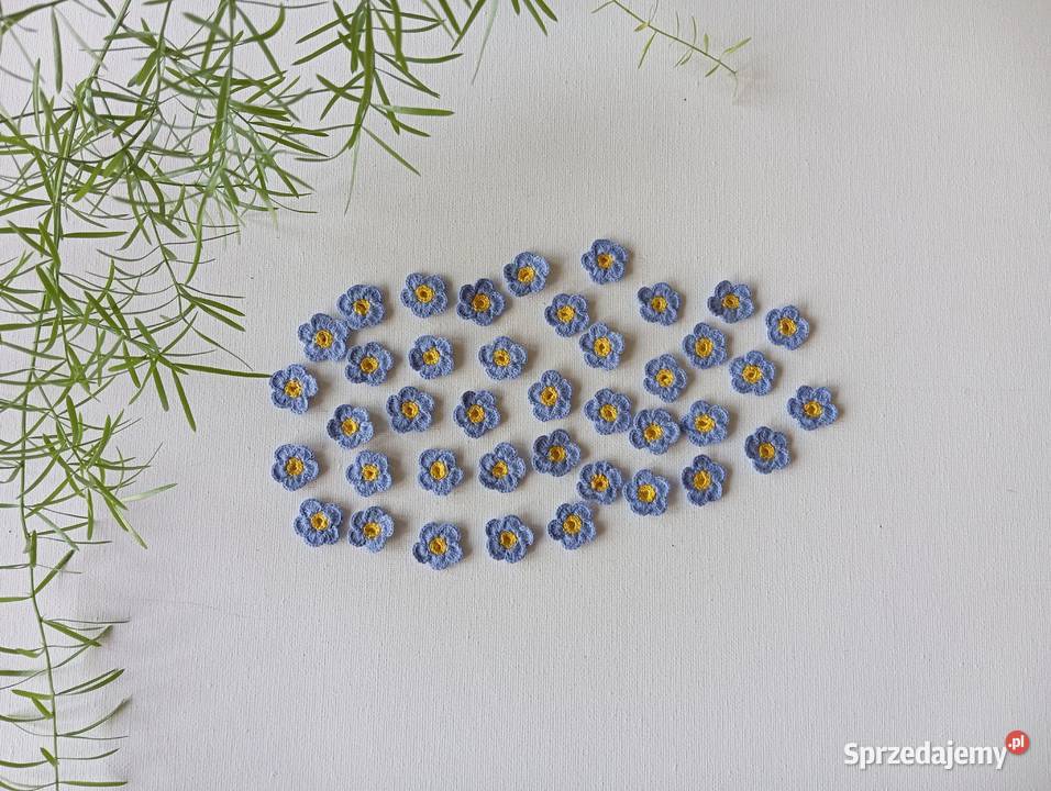 Szydełkowe kwiatuszki niezapominajki Rękodzieło Warszawa sprzedam