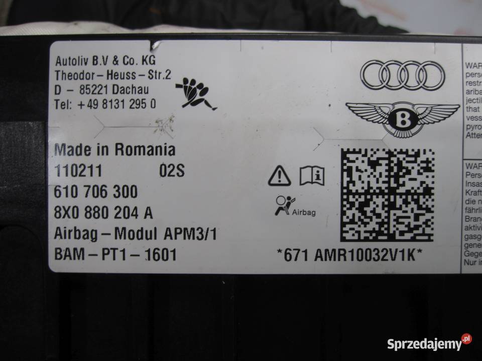 AUDI A1 I 8X AIRBAG poduszki pasażera 8X0880204A świętokrzyskie Kielce sprzedam