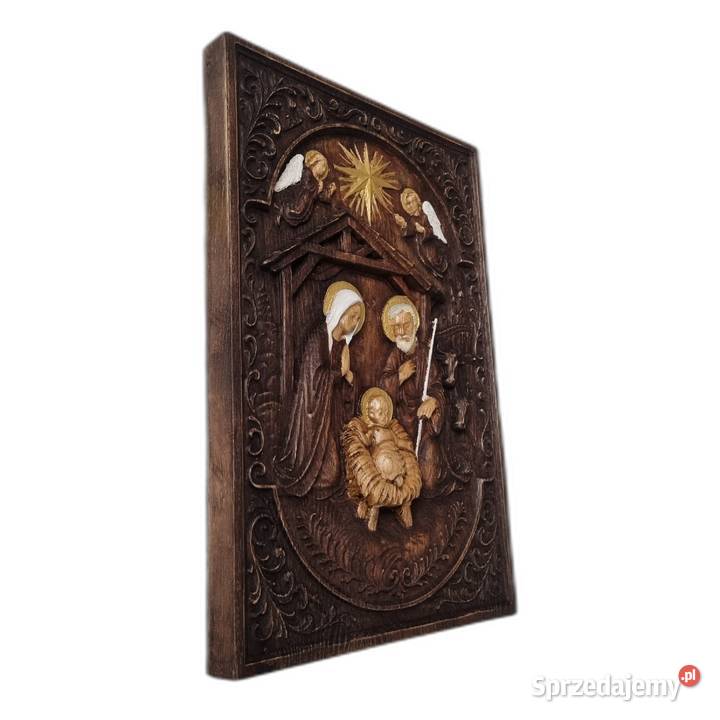 Drewniana Rzeźba Szopka Betlejemska3D Święta Malechowo