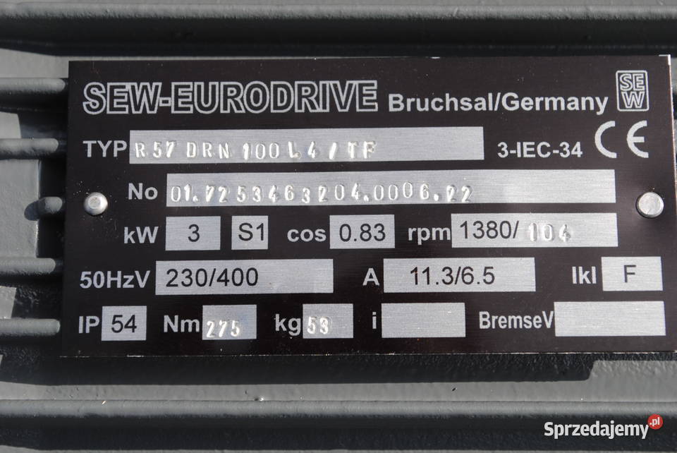 Motoreduktor 3kw 104obrmin Firmy SEW Kargowa