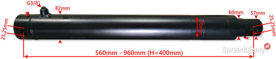 SIŁOWNIK CYLINDER HYDR NURNIK SKOK 400 1 STRONNY Solec Kujawski